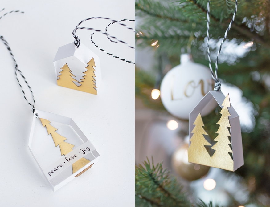 DIY: Zarte Papierhäuschen als Baumschmuck selbermachen. #christmasDIY #sinnenrauschDIY