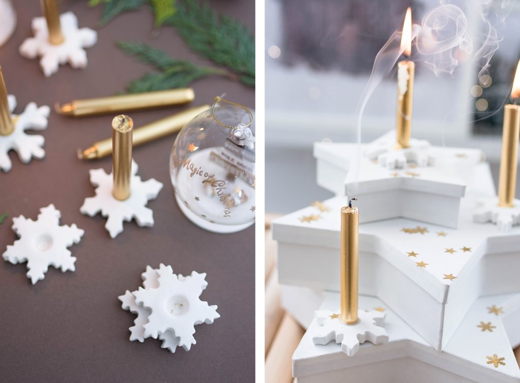 Let it snow: Schneeflocken-Kerzenhalter aus Modelliermasse
#diy #sinnenrauschdiy