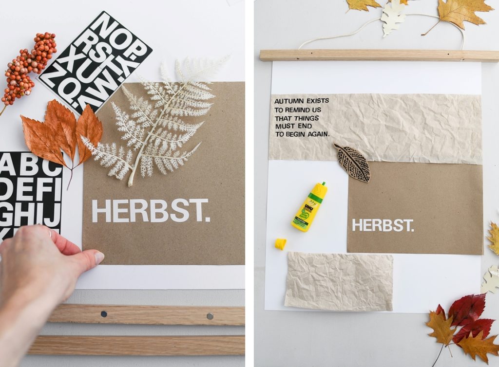 Herbstliches Moodboard mit Naturmaterialien erstellen