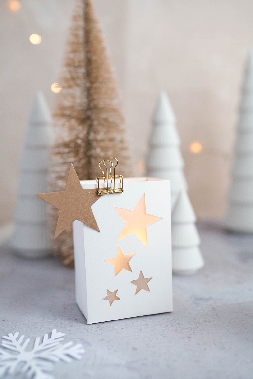Weihnachtliche Windlichter aus Papier selber basteln inkl. Vorlage