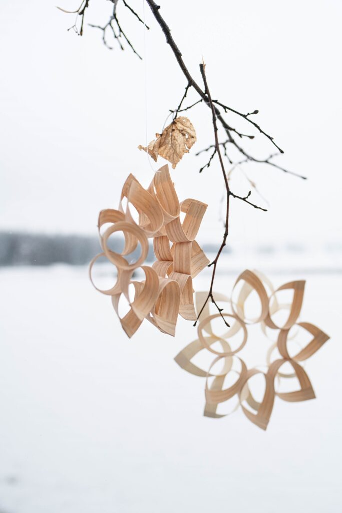 DIY-Dekoidee für den Jänner: Winterblumen aus Holzfurnier basteln